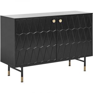 Beliani Commode Noire Moderne pour Salon Chambre Rangement à 2 Portes et Pieds Métal Adante