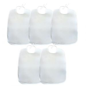 Easy Dort Lot de 5 Bavoirs Imperméables, 30x40 cm, 100% Éponge de Coton - Fermeture à boucle, Blanc Uni