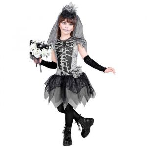 Widmann W MILANO Party Fashion - Costume enfant mariée squelette, robe, mariée fantôme, faucheuse, Day of the Dead