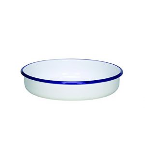 KrÜger 'Karl 442 F/24/B Bol Rond Husum Diamètre 24 cm Bol Rond Acier Inoxydable, Blanc avec Bordure Bleue, 24 x 5 cm