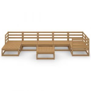 VidaXL Salon de jardin 8 pcs marron miel bois de pin massif