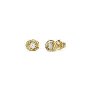 Boucles D'Oreilles Perfect Acier Doré Puces Et Zircons Cubiques 8 Mm