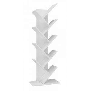 Topeshop - vivie - Bibliothèque à poser - 8 étagères inclinées - 50x25x142 cm - Rangement livres Blanc