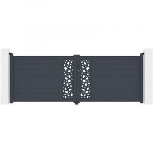 Casanoov - Portail battant 3,5m sunny 350 x 120cm aluminium gris