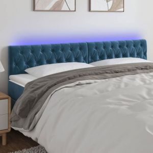 VidaXL Hoofdbord LED 200x7x78/88 cm fluweel donkerblauw3122018