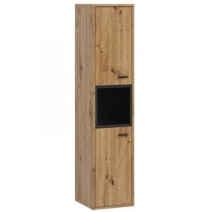 Mobilier1 - Armoire de toilette murale Baltesi 117, Noir + Ch&ecirc;ne Artisan, &agrave; suspendre, Le nombre de portes: 0, 133x30x30cm, Stratifi&eacute;, Nombre de