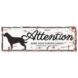 D&D Plaque Attention Chien Rottweiler - Blanc