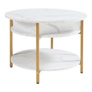 [en.casa] - Table basse Kandas avec surface relevable effet marbre blanc
