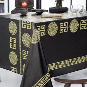 Calitex Toile Cirée Licy Noir Finition Biais 140x250 cm