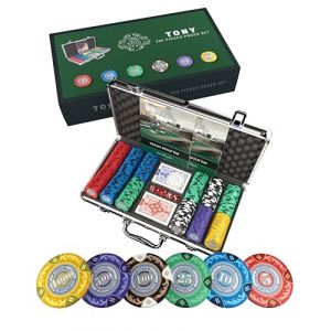 Mallette daccessoire de casino - Tony - 300 jetons - Céramique - 2 jeux de cartes - Mixte