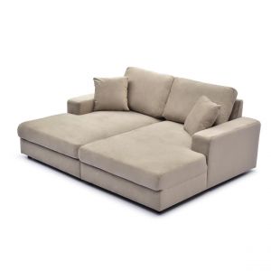 Menzzo Duo de méridiennes Fabien combinables en canapé profond Velours Taupe