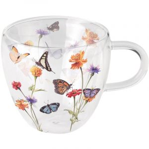 Ambiente Tasse à thé en verre double paroi jardin des papillons 200 ml