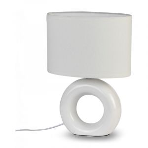 Xanlite Mathias - Lampe &agrave; poser DONUT en c&eacute;ramique Blanc, compatible culot E14, 40W - LAPDONUTB