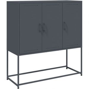 VidaXL Buffet haut anthracite 100,5x39x107 cm acier, buffet, placard, armoire latérale, armoire, armoire de rangement, armoire haute, meuble de salon