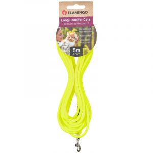 Flamingo Laisse d'entraînement et à Pister pour Chien Caspar Jaune Fluo - 500cm 4mm - Imperméable et Facile à Nettoyer - avec poignée
