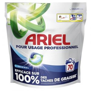 Ariel Professional Capsules de Lavage All-in-1 Original 70 lavages, Efficace sur tous les types de taches de graisse