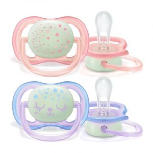 Image de Philips Lot de 2 sucettes Ultra air nuit - 0-6 mois - Rose et bleu