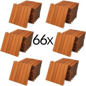 Dalles de terrasse en bois d’acacia 66 Pcs 30x30cm