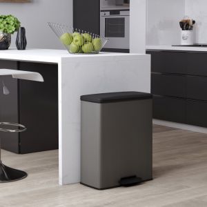 Image de Curver Poubelle duo à pédale Deco 26L+26L Gris froid