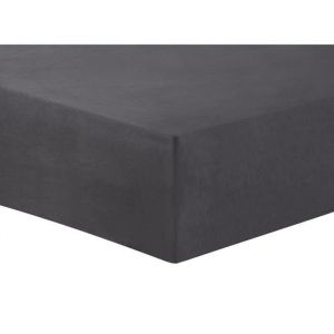 Vision Drap Housse Flanelle Anthracite - 160 x 200 cm avec Bonnet de 30cm - 100% Coton Flanelle