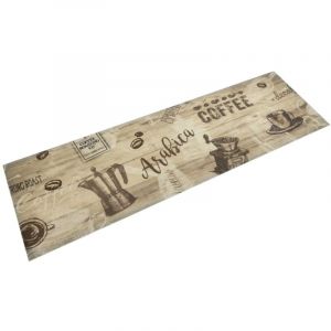 VidaXL Tapis de cuisine lavable imprimé café marron 45x150 cm velours - Brun