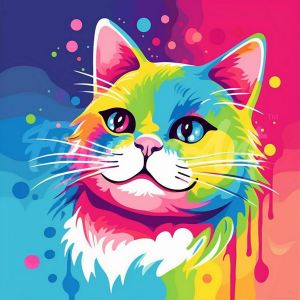 Mini broderie diamant : Chat Abstrait Pop Art - toile tendue sur chassis