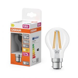 Osram Lampe LED Superstar forme d'ampoule A60 filament dimmable, 2700 K blanc chaud, 5,9 W, B22d, claire, 806 lm, pour plafonniers et lampadaires, 15 000 h