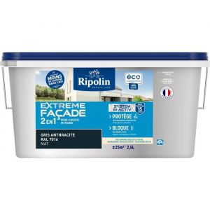 Ripolin Peinture extreme fa&ccedil;ade 2 en 1 - Gris Anthracite - Mat - 2,5L