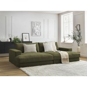 Bobochic Canap&eacute; droit fixe Canap&eacute; droit fixe 4 places leonard assise profonde tissu textur&eacute; Vert - Vert