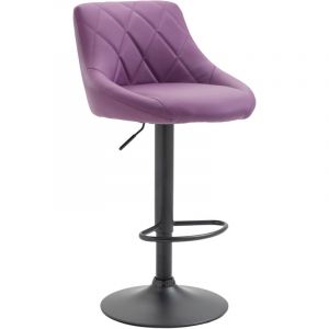 CLP Tabouret de bar Lazio en similicuir avec pied en métal, Violet/Noir