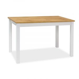 Signal Table à manger en bois - 6 couverts - Blanc mat et beige foncé - L100 x P 60 x H 75 cm