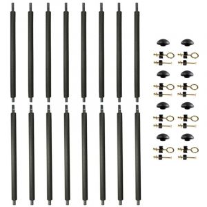 Kangui Lot de 8 poteaux de filet de sécurité Ø25mm pour trampolines avec mousse, visserie et capuchon (longueur totale 215cm)