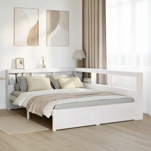 VidaXL Lit Bibliothèque Sans Matelas Blanc 140x190 Cm Bois Pin Massif