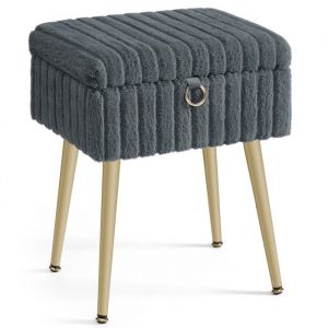 Songmics Tabouret de coiffeuse repose-pieds rembourré pieds réglables gris