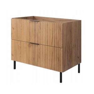 Rodan Armoire sous lavabo - 80cm Marron mat - L/HP 80/77/46cm Meuble de salle de bain, panneau MDF, armoire de salle de bain, meuble de salle de