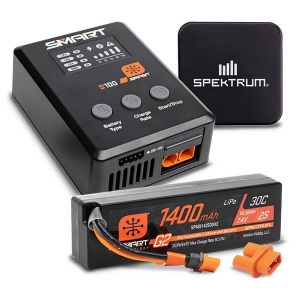 Spektrum Combo Chargeur Smart S100 + Lipo 1400mAh 2S 30C + Alimentation 65 W + adaptateur