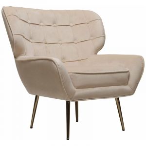 Image de Habitat et Jardin Fauteuil en velours "Austin" - 79 x 71 x 79.5 cm - Beige