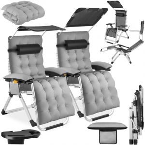TecTake Chaise longue pliable et dossier flexible et repose-pieds embouts en plastique antidérapants et capacité de charge de 200 kg