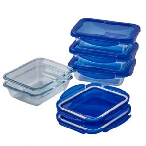 Pyrex Lot de 5 Lunch Box - Cook & Go - Verre - Rectangulaire - Couvercle hermétique - 08 L