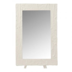 Prix Miroir Mural Design Relief Fleur 61cm Blanc