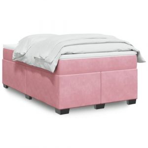 VidaXL Sommier &agrave; lattes de lit avec matelas Rose 120x200 cm Velours, lit, lit &agrave; plate-forme, lit &agrave; panneaux, meuble de chambre &agrave; coucher, canap&eacute;-lit