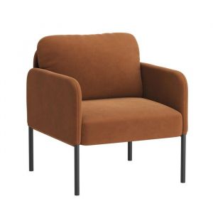 Un fauteuil au confort naturel, pens&eacute; pour le quotidien - Fauteuil avec dossier enveloppant et pieds en m&eacute;tal fin,Orange