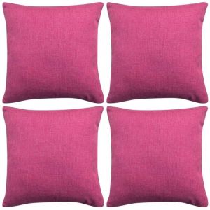 Image de VidaXL Housse de coussin 4 pcs Aspect lin Rose 80 x cm