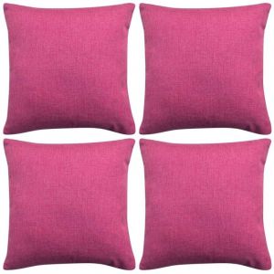 Image de VidaXL Housse de coussin 4 pcs Aspect lin Rose 80 x cm