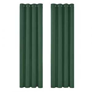 Rideaux Occultants Isolant Thermique avec Oeillet pour Décoration Maison Chambre, 2 Pièces, Petite Taille, 132x138 cm, Vert Sapin - Vert Sapin