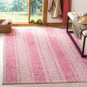 Safavieh Rafal Grand Tapis de Salon rectangulaire pour Une Utilisation en intérieur, Polypropylène, Gris Clair/Fuchsia, 120 X 180 cm