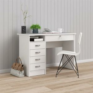 Alter Bureau avec cinq tiroirs, couleur blanche, Dimensions 109 x 75 x 48 cm