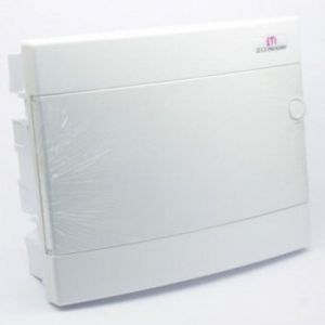 Boîte à fusibles encastrée IP40 - Boîtier de distribution - Porte blanche pour installation dans la maison (1 rangée à 12 modules)