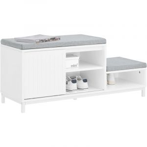 Sobuy Meuble Bas Entrée sur Pieds FSR166-W - avec 1 Porte Coulissante 100 x 35 x 45 cm - Blanc