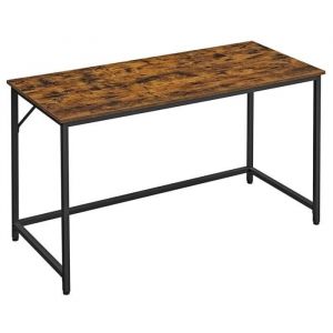 Bureau table poste de travail 140 cm pour bureau salon chambre emblage simple metal style industriel marron rustique et noir 12